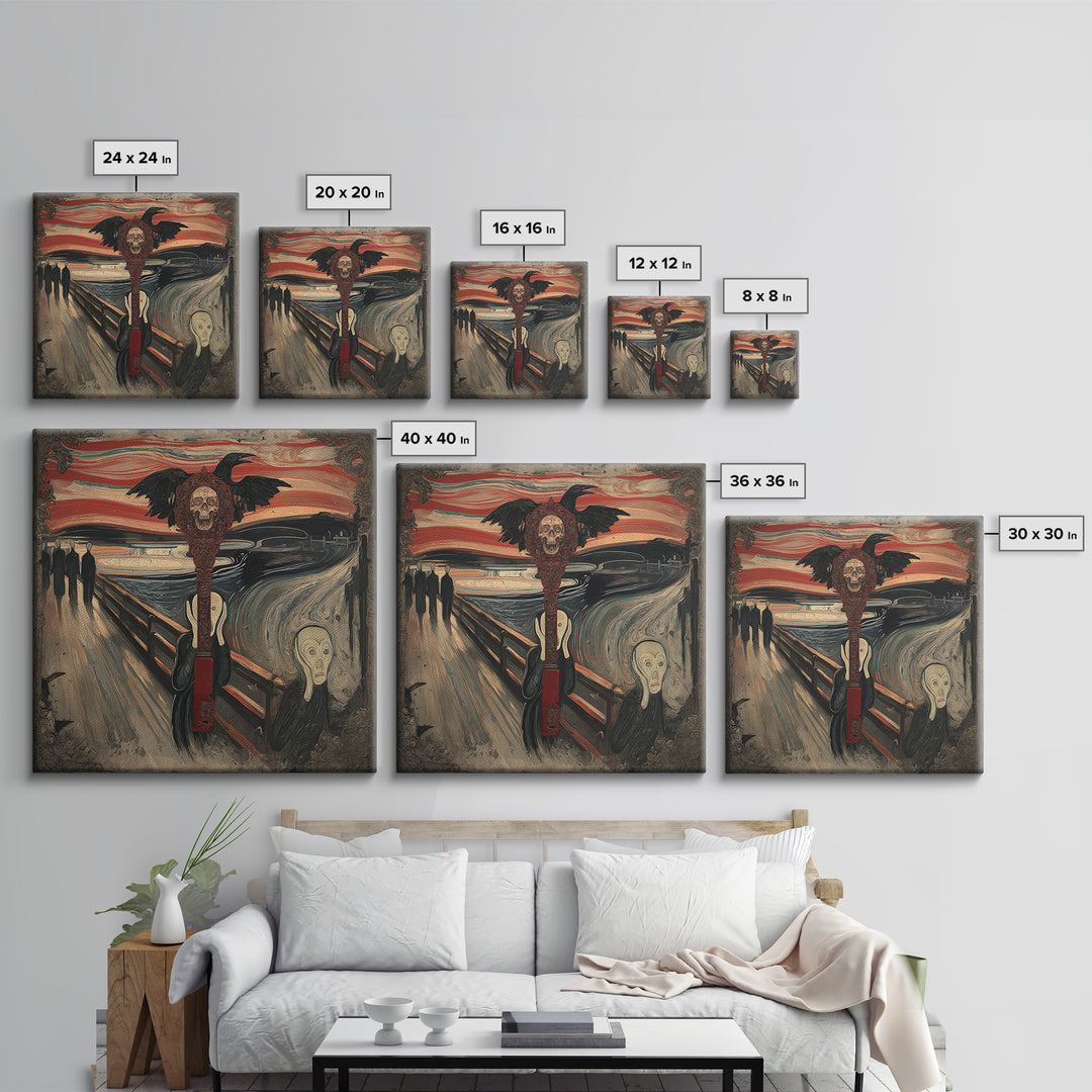The Coffin Key, Expressionist Gothic Art, Square Wall Art, Dark Halloween Decor, Framed Canvas Print, Halloween Wall Art, Dark Fantasy Art