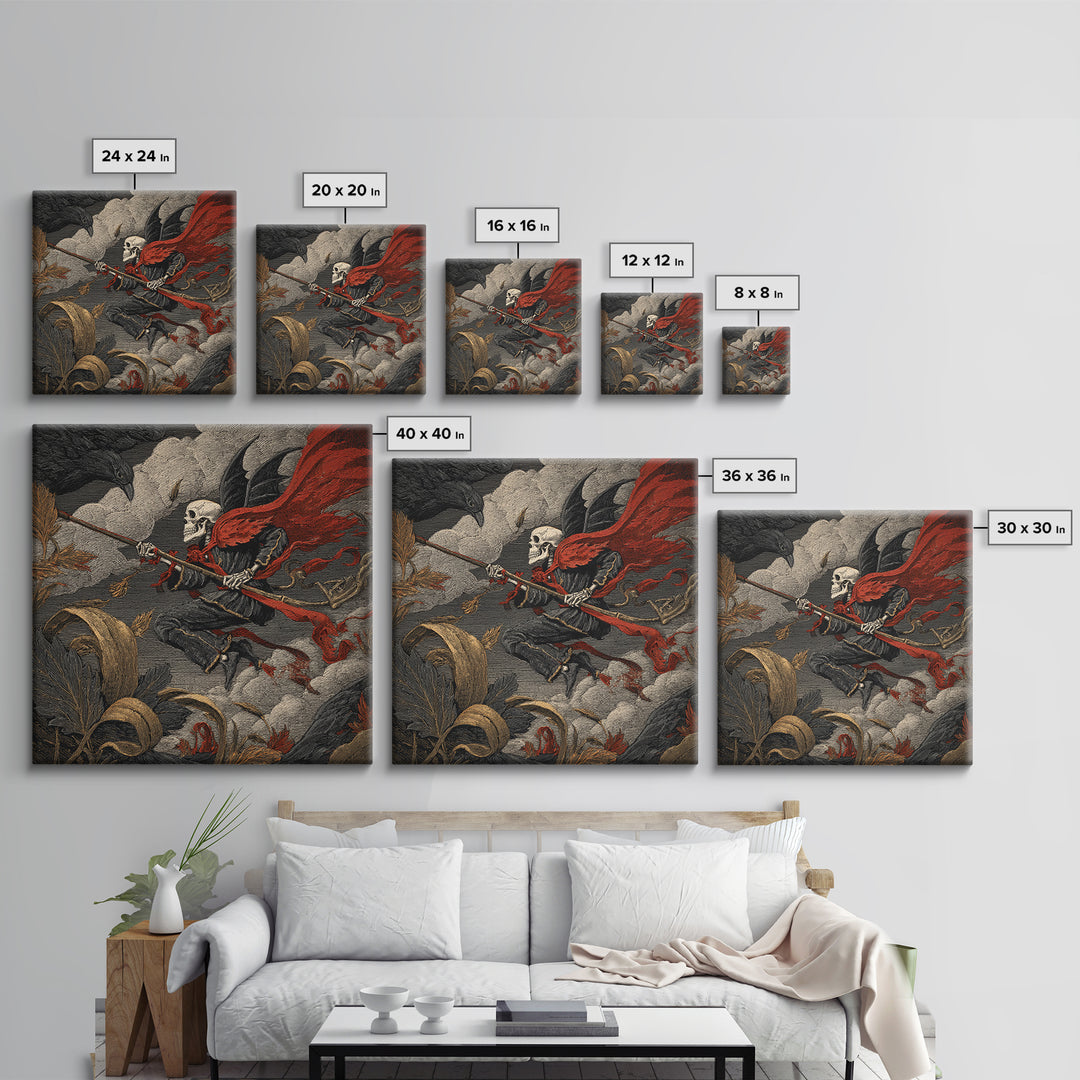 The Coffin Key, Macabre Folk Print Art, Square Wall Art, Dark Fantasy Wall Art, Framed Canvas Print, Halloween Wall Art