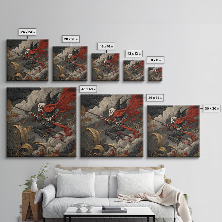 The Coffin Key, Macabre Folk Print Art, Square Wall Art, Dark Fantasy Wall Art, Framed Canvas Print, Halloween Wall Art
