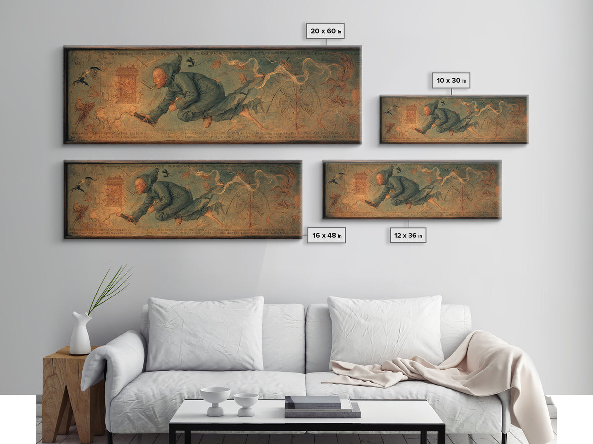 The Antique Spirit Board, Medieval Grotesque Art, Extra Wide Wall Art, Dark Fantasy Wall Art, Canvas Print, Halloween Wall Art
