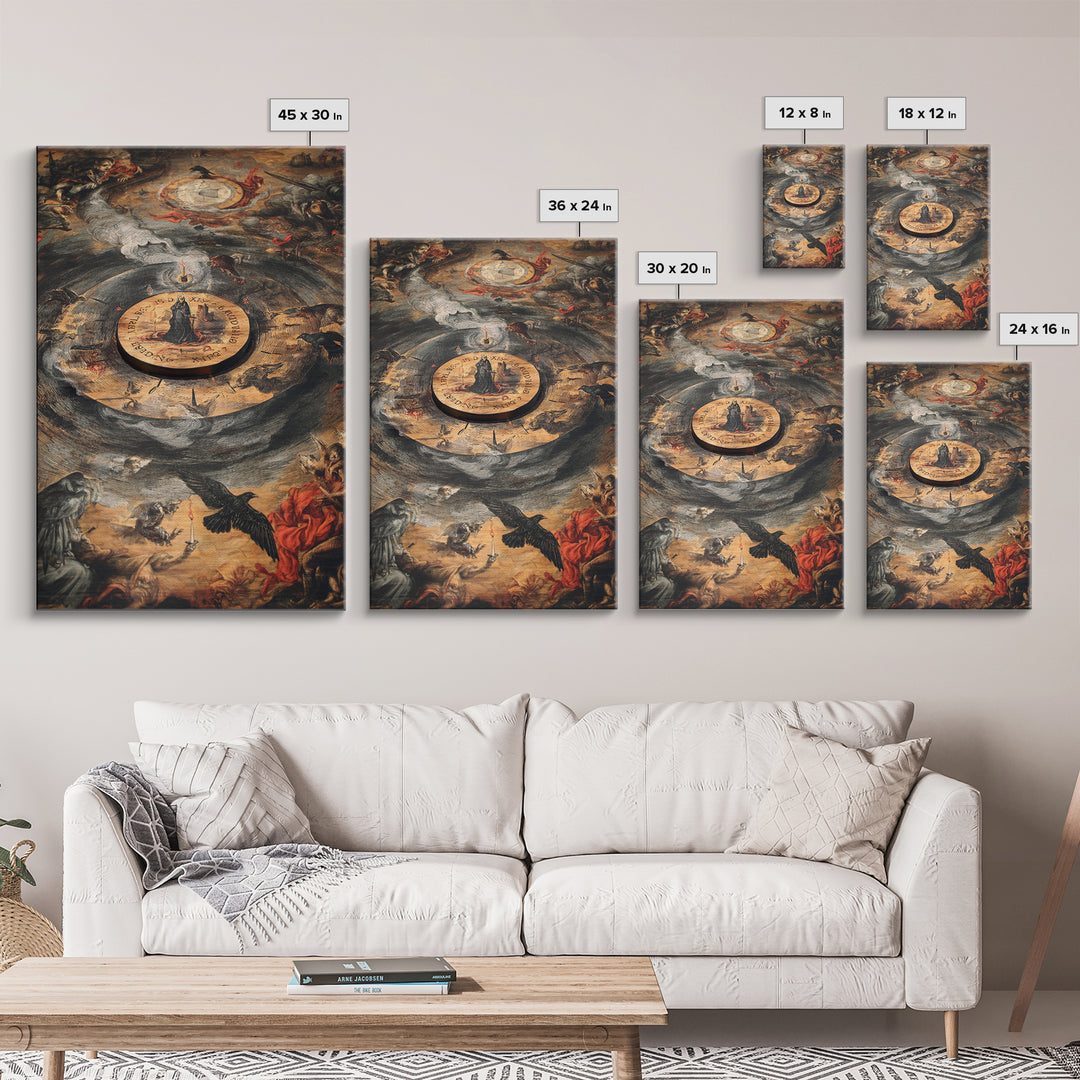 The Antique Spirit Board, Dark Renaissance Art, Vertical Wall Art, Dark Halloween Decor, Canvas Print, Halloween Wall Art