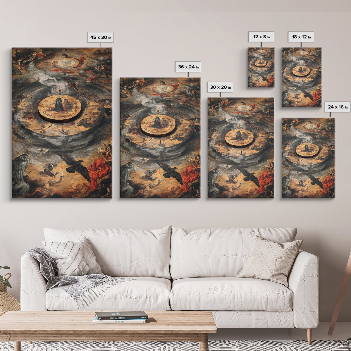 The Antique Spirit Board, Dark Renaissance Art, Vertical Wall Art, Dark Halloween Decor, Canvas Print, Halloween Wall Art