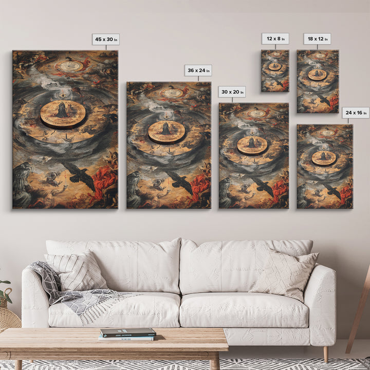 The Antique Spirit Board, Dark Renaissance Art, Vertical Wall Art, Dark Halloween Decor, Canvas Print, Halloween Wall Art