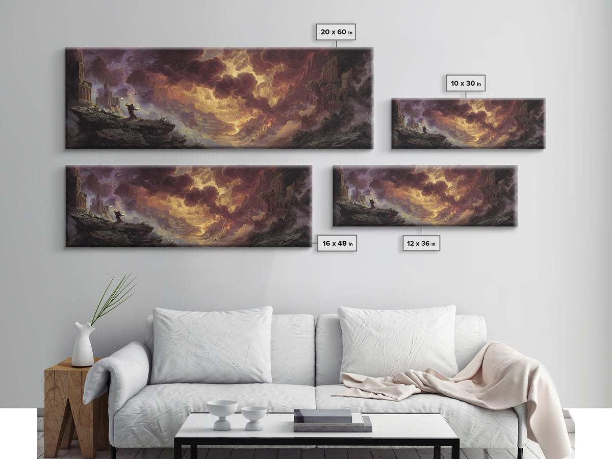 The Antique Spirit Board, Apocalyptic Romantic Art, Extra Wide Wall Art, Dark Fantasy Wall Art, Framed Canvas Print, Halloween Wall Art