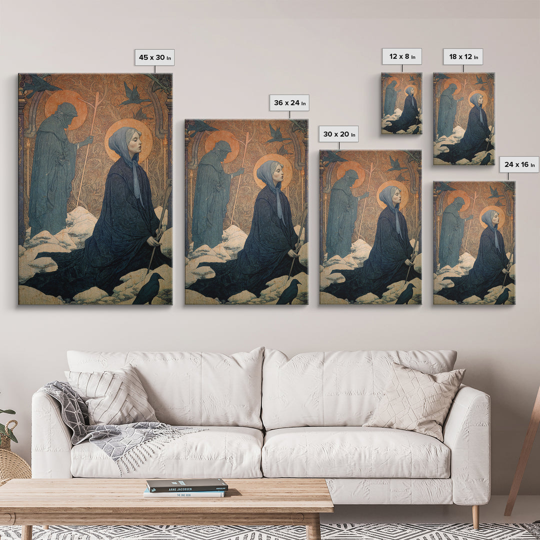 The Antique Spirit Board, Symbolist Death Art, Vertical Wall Art, Macabre Wall Art, Framed Canvas Print, Halloween Wall Art