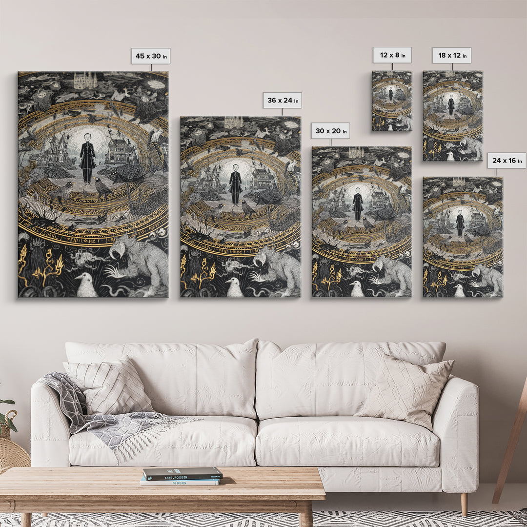 The Antique Spirit Board, Victorian Macabre Art, Vertical Wall Art, Gothic Horror Wall Art, Canvas Print, Halloween Wall Art