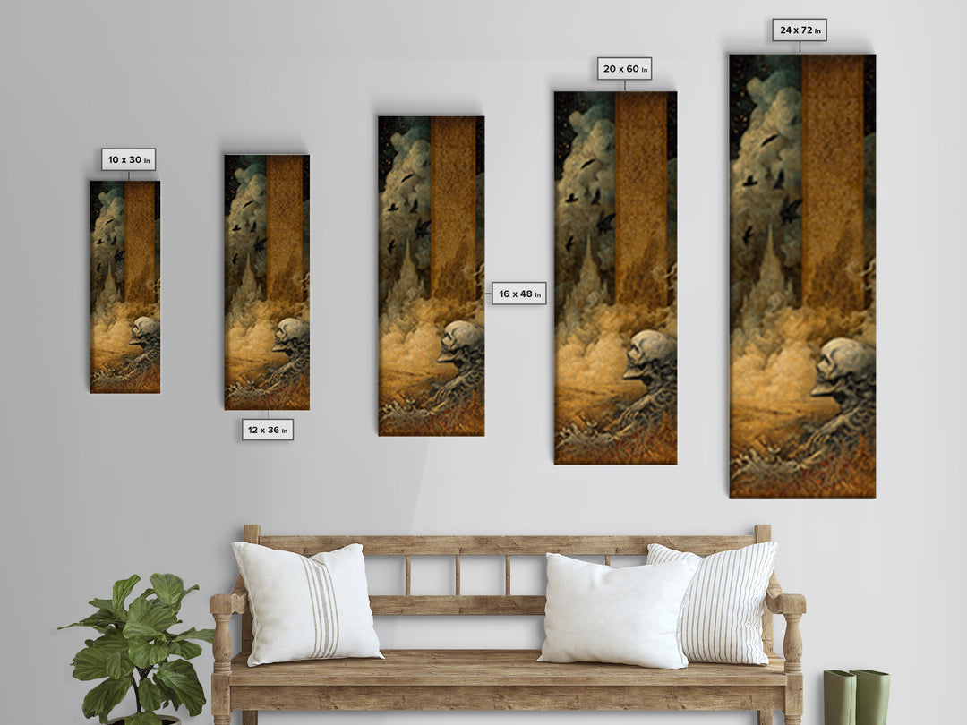 The Antique Spirit Board, Surreal Apocalyptic Art, Tall Narrow Wall Art, Dark Fantasy Wall Art, Canvas Print, Halloween Wall Art
