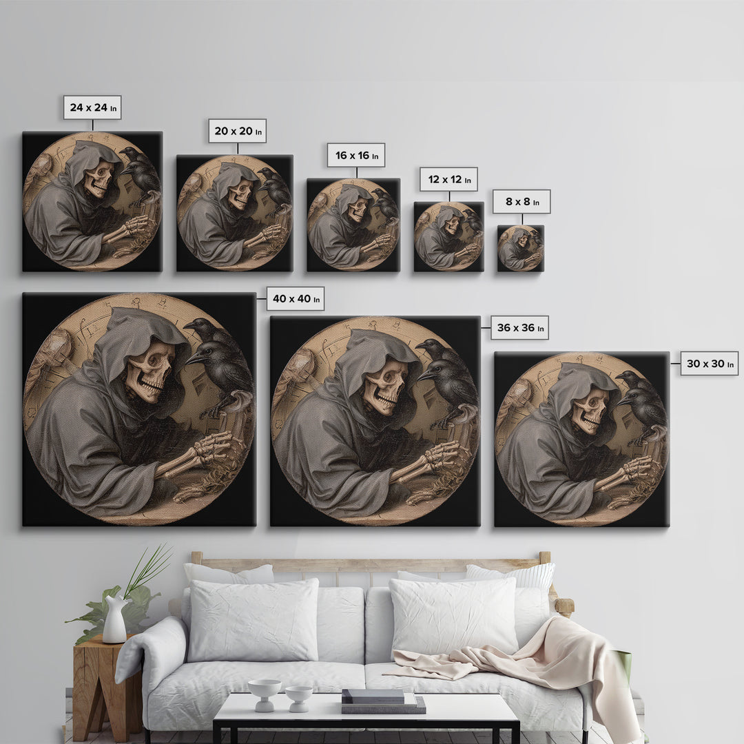 The Cursed Pocket Watch, Danse Macabre Art, Square Wall Art, Macabre Wall Art, Framed Canvas Print, Halloween Wall Art