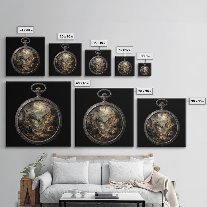 The Cursed Pocket Watch, Baroque Witchcraft Art, Square Wall Art, Dark Halloween Decor, Canvas Print, Halloween Wall Art