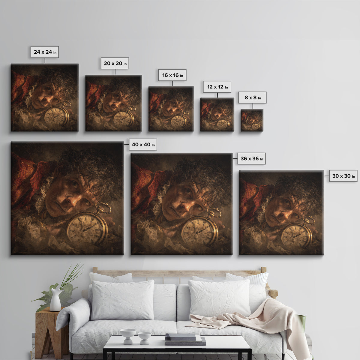 The Cursed Pocket Watch, Gothic Nightmare Art, Square Wall Art, Dark Halloween Decor, Canvas Print, Halloween Wall Art