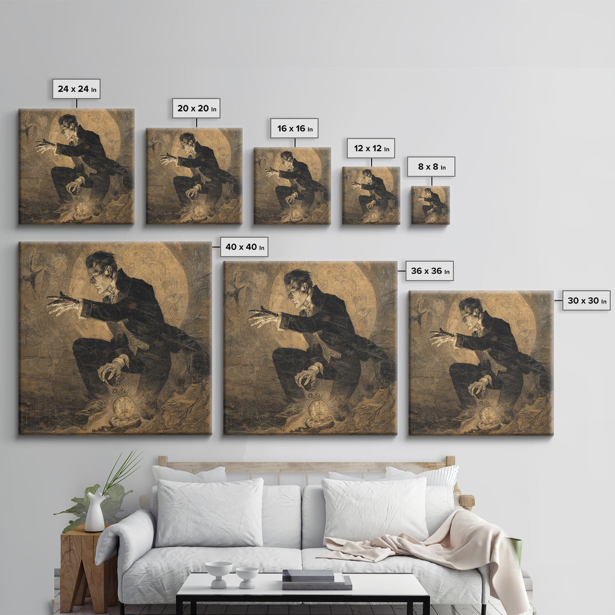 The Cursed Pocket Watch, Decadent Gothic Art, Square Wall Art, Dark Fantasy Wall Art, Framed Canvas Print, Halloween Wall Art