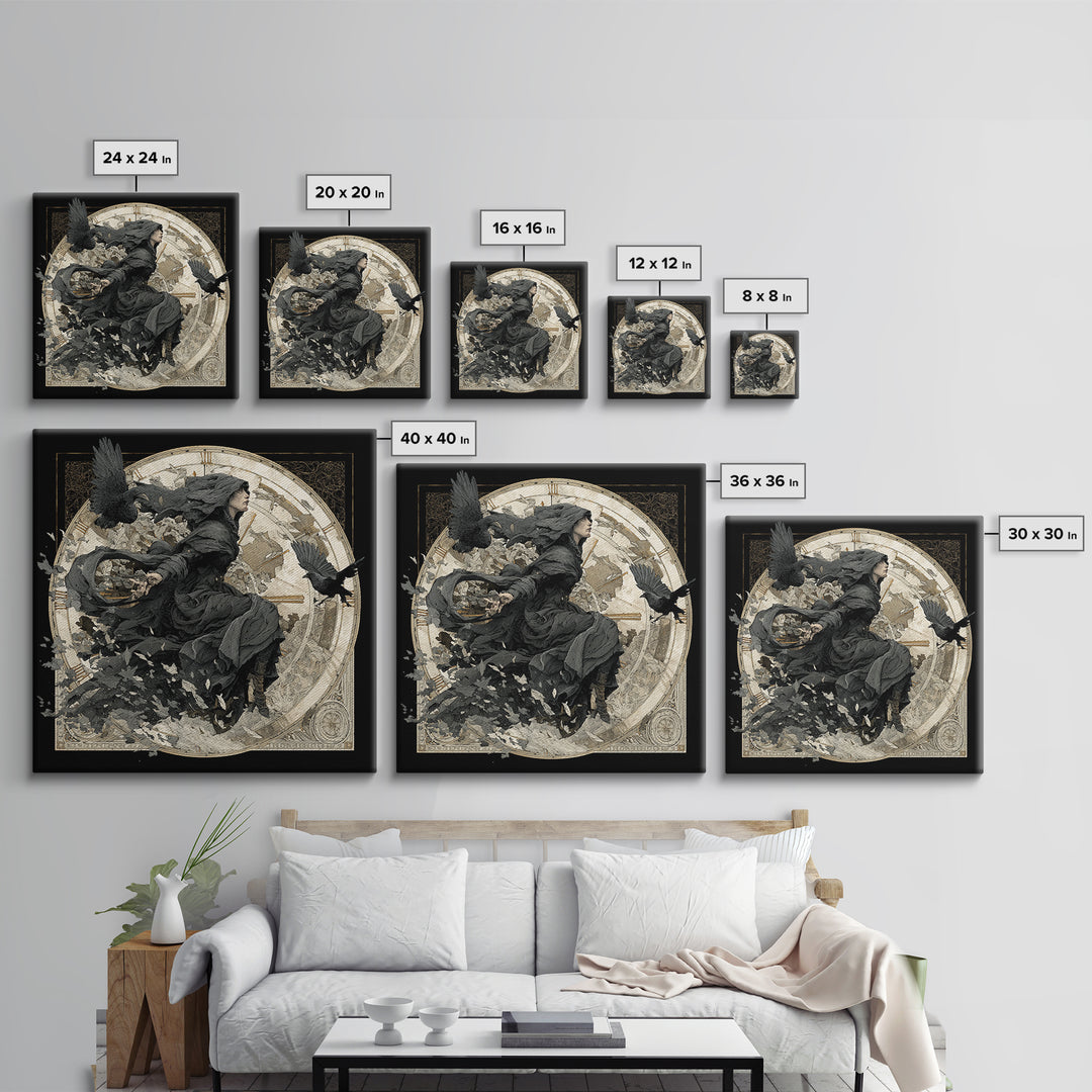 The Cursed Pocket Watch, Symbolist Death Art, Square Wall Art, Dark Halloween Decor, Canvas Print, Halloween Wall Art