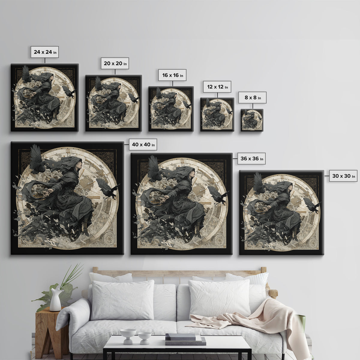 The Cursed Pocket Watch, Symbolist Death Art, Square Wall Art, Dark Halloween Decor, Canvas Print, Halloween Wall Art