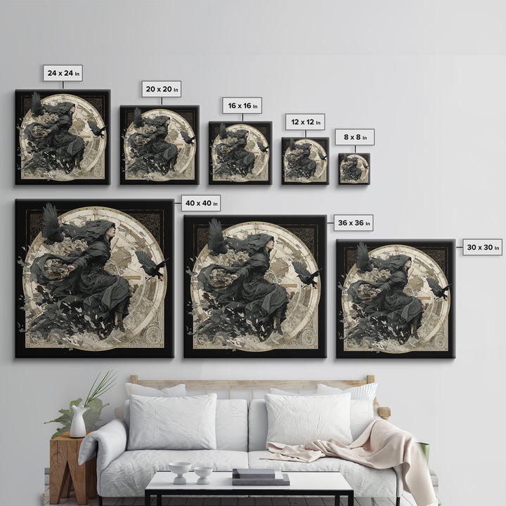 The Cursed Pocket Watch, Symbolist Death Art, Square Wall Art, Dark Halloween Decor, Canvas Print, Halloween Wall Art