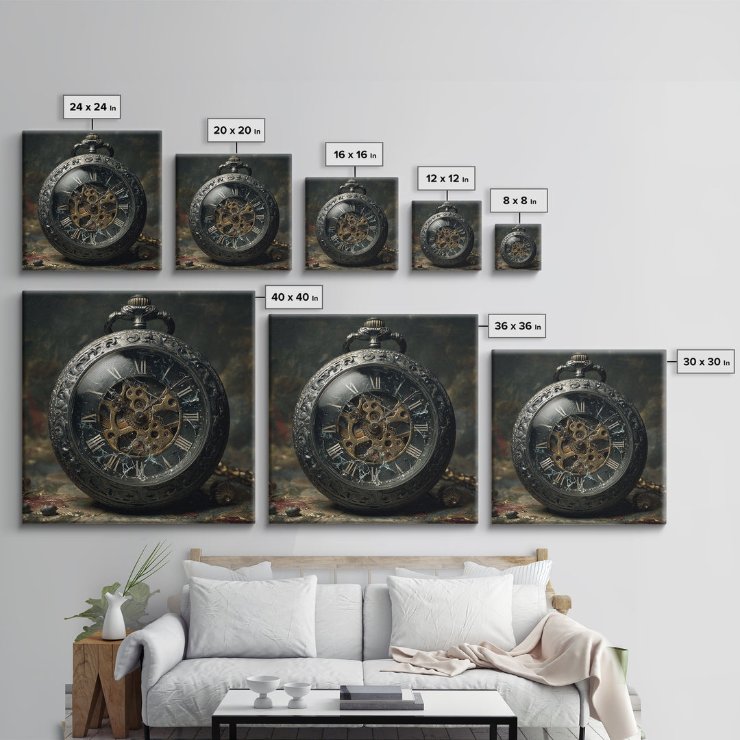 The Cursed Pocket Watch, Dark Symbolist Art, Square Wall Art, Dark Fantasy Wall Art, Framed Canvas Print, Halloween Wall Art