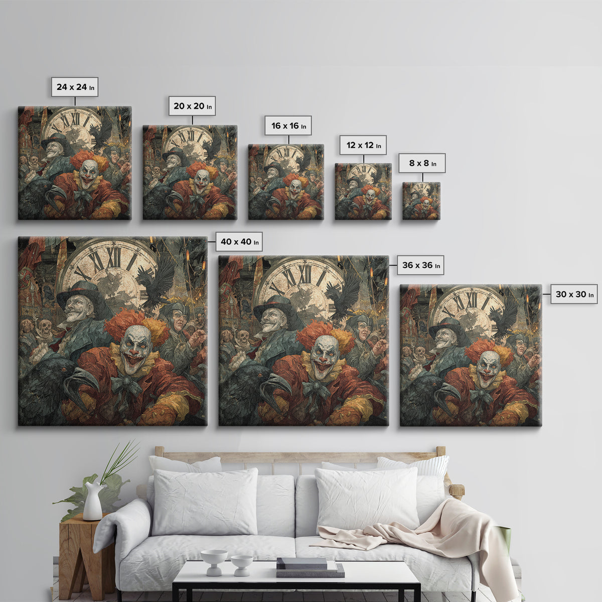 The Cursed Pocket Watch, Grotesque Carnival Art, Square Wall Art, Dark Fantasy Wall Art, Canvas Print, Halloween Wall Art