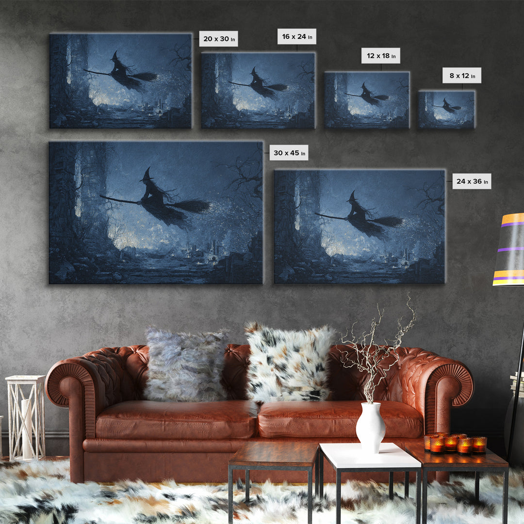 The Witch'S Broom, Romantic Gothic Landscape, Landscape Wall Art, Dark Fantasy Wall Art, Canvas Print, Halloween Wall Art