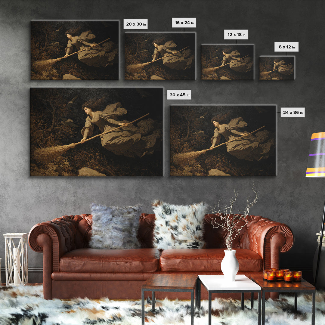 The Witch'S Broom, Symbolist Gothic Landscape, Landscape Wall Art, Gothic Horror Wall Art, Canvas Print, Halloween Wall Art