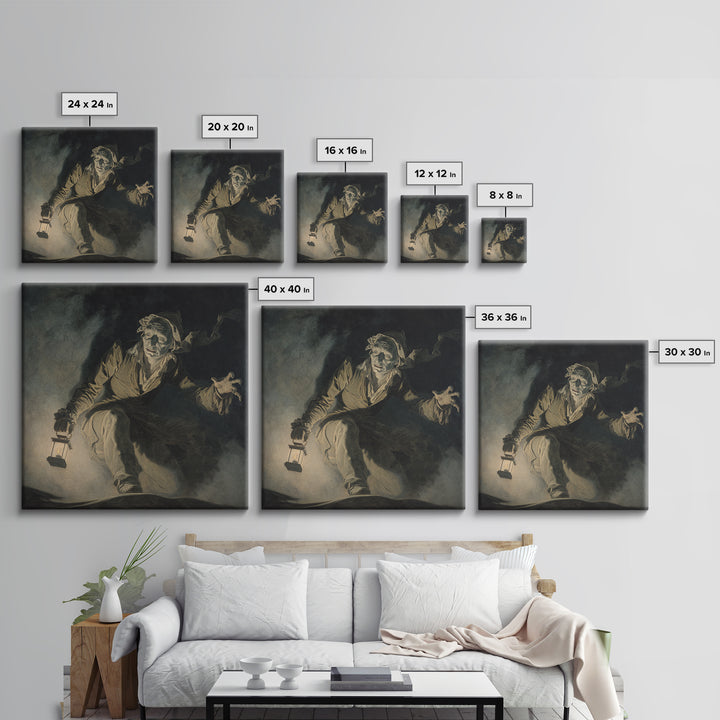 The Bone-Handled Lantern, Gothic Nightmare Art, Square Wall Art, Gothic Horror Wall Art, Canvas Print, Halloween Wall Art