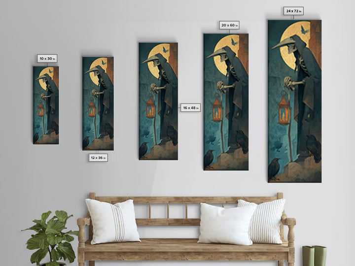 The Bone-Handled Lantern, Surreal Apocalyptic Art, Tall Narrow Wall Art, Dark Halloween Decor, Framed Canvas Print