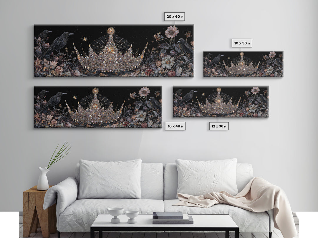 The Spiderweb Crown, Visionary Gothic Art, Extra Wide Wall Art, Macabre Wall Art, Framed Canvas Print, Halloween Wall Art