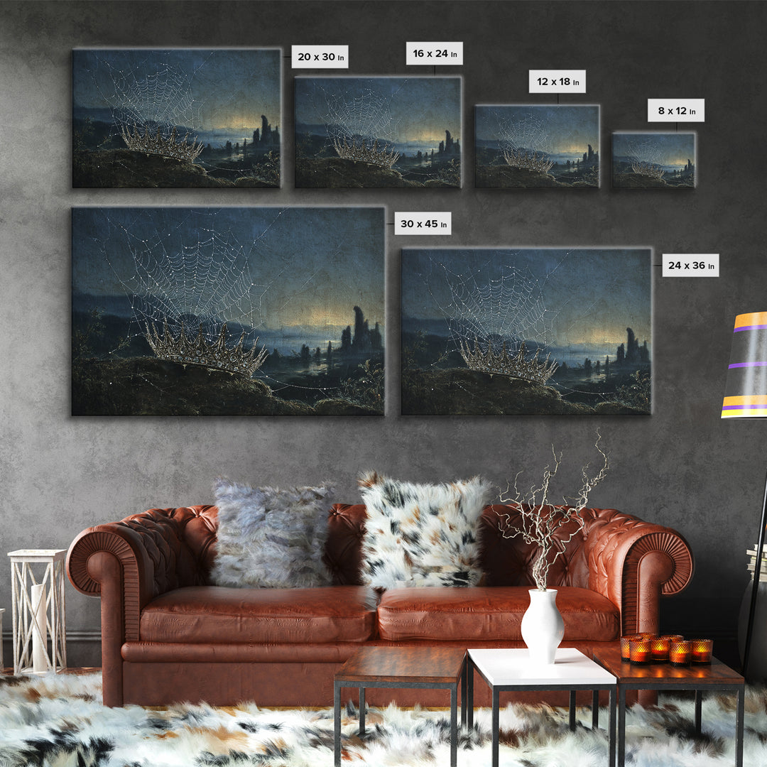 The Spiderweb Crown, Romantic Gothic Landscape, Landscape Wall Art, Macabre Wall Art, Canvas Print, Halloween Wall Art