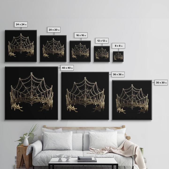 The Spiderweb Crown, Ornate Symbolist Art, Square Wall Art, Dark Fantasy Wall Art, Canvas Print, Halloween Wall Art, Horror Wall Art