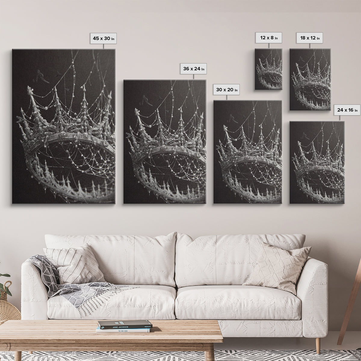 The Spiderweb Crown, Victorian Macabre Art, Vertical Wall Art, Dark Fantasy Wall Art, Canvas Print, Halloween Wall Art