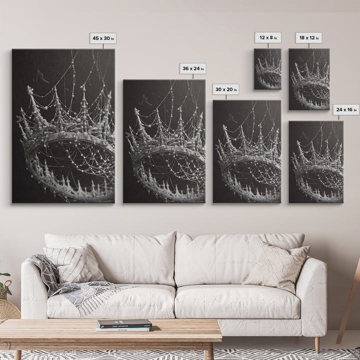 The Spiderweb Crown, Victorian Macabre Art, Vertical Wall Art, Dark Fantasy Wall Art, Canvas Print, Halloween Wall Art