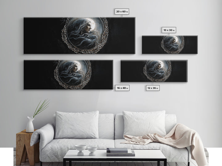 The Moonstone Amulet, Dark Romantic Horror Art, Extra Wide Wall Art, Macabre Wall Art, Canvas Print, Halloween Wall Art, Horror Wall Art