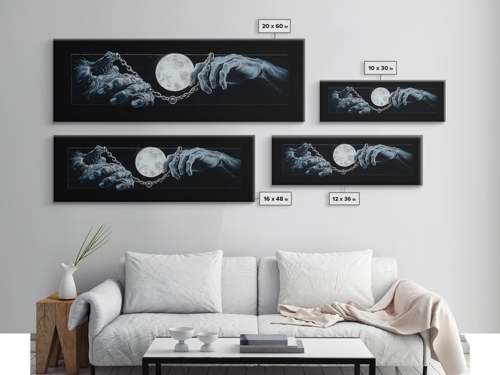 The Moonstone Amulet, Gothic Nightmare Art, Extra Wide Wall Art, Gothic Horror Wall Art, Framed Canvas Print, Halloween Wall Art