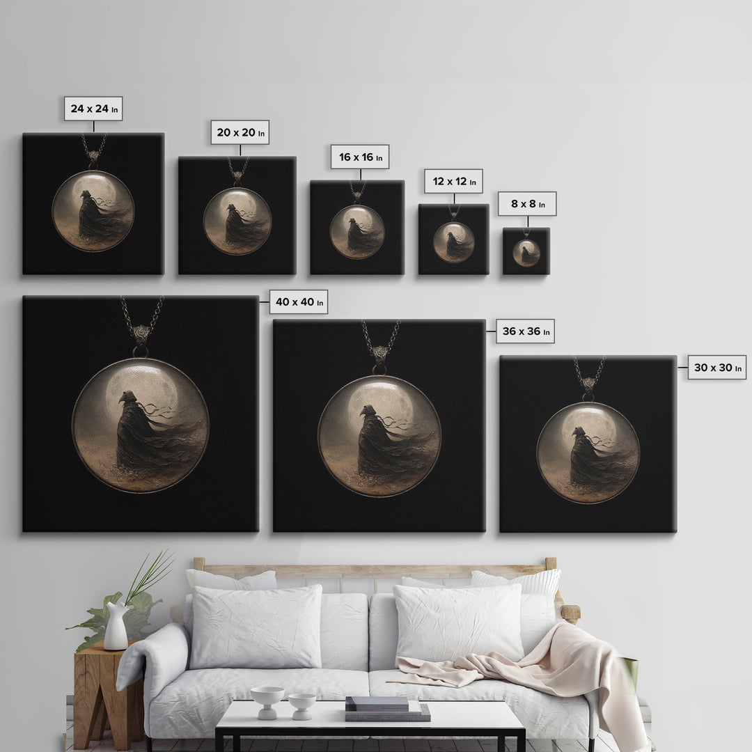 The Moonstone Amulet, Symbolist Dream Art, Square Wall Art, Macabre Wall Art, Canvas Print, Halloween Wall Art, Spooky Wall Decor