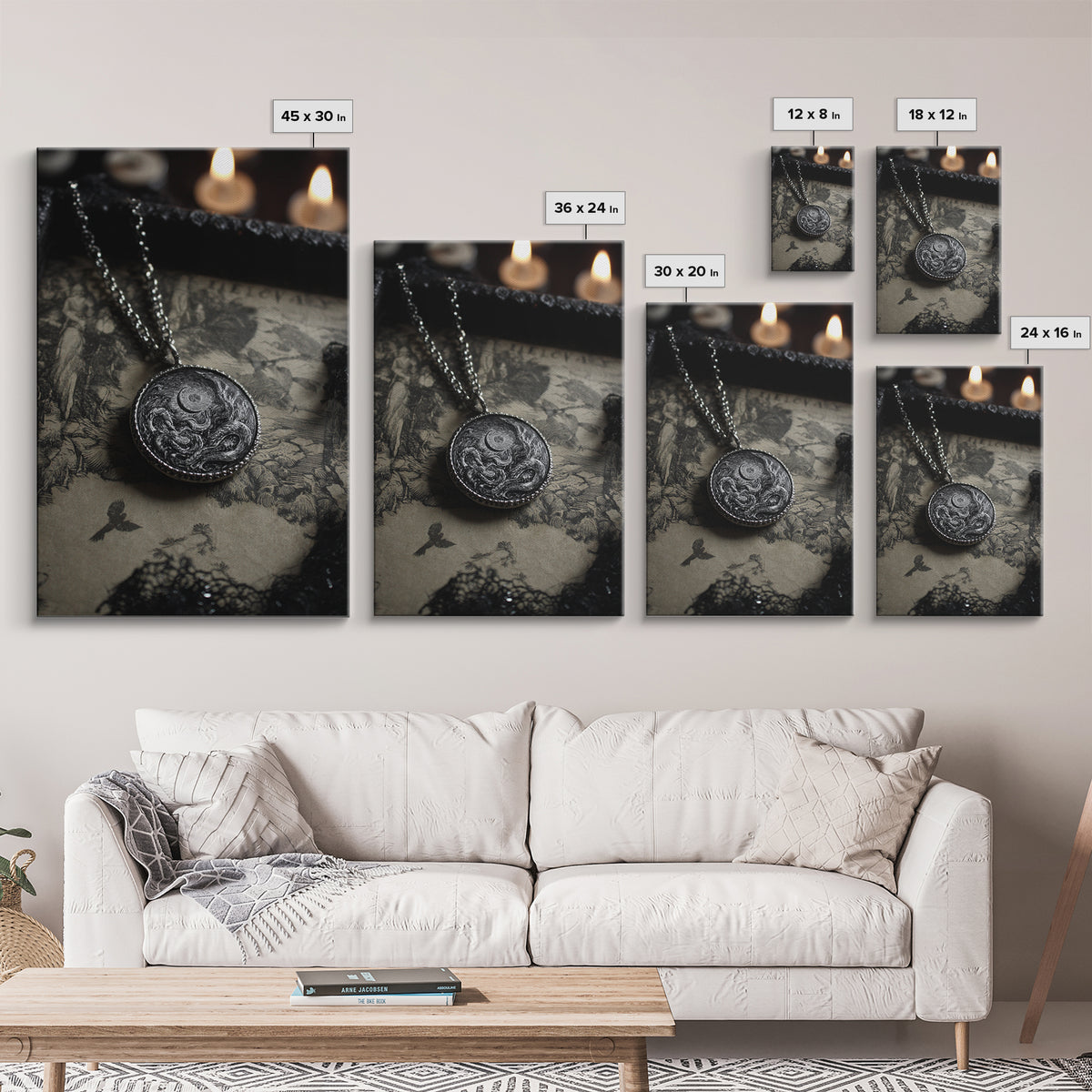 The Moonstone Amulet, Victorian Macabre Art, Vertical Wall Art, Gothic Horror Wall Art, Canvas Print, Halloween Wall Art