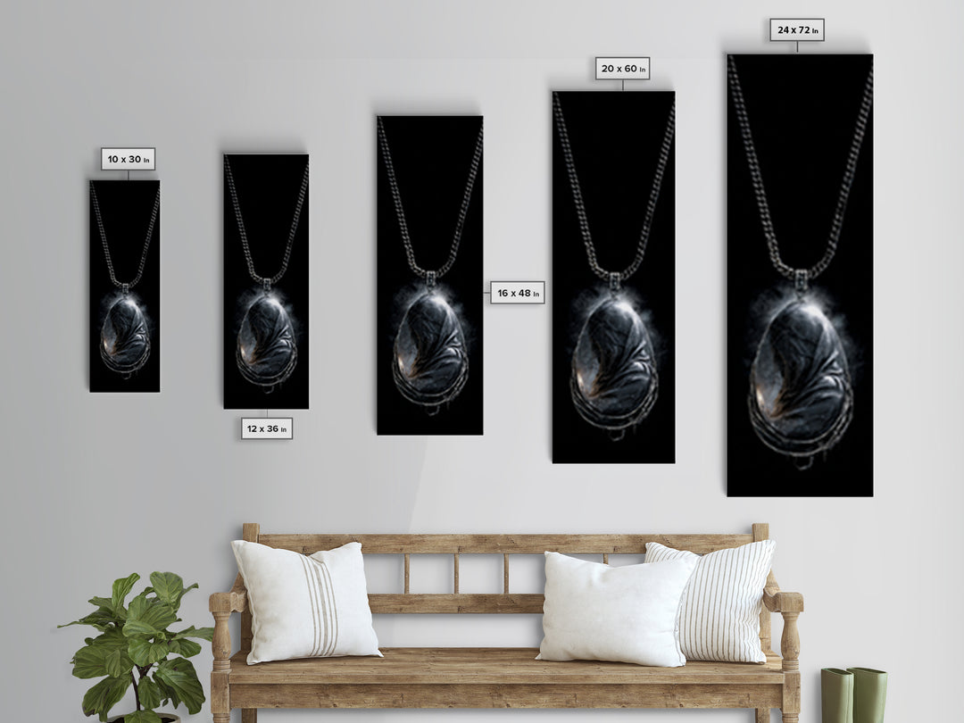 The Moonstone Amulet, Surreal Apocalyptic Art, Tall Narrow Wall Art, Gothic Horror Wall Art, Canvas Print, Halloween Wall Art