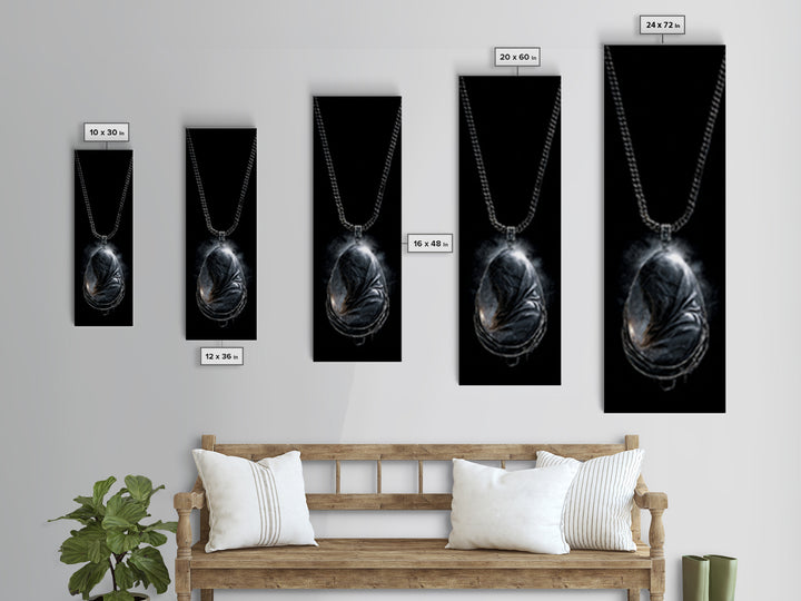The Moonstone Amulet, Surreal Apocalyptic Art, Tall Narrow Wall Art, Gothic Horror Wall Art, Canvas Print, Halloween Wall Art