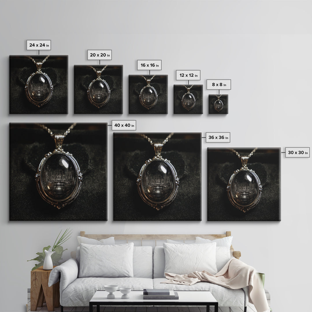 The Moonstone Amulet, Biomechanical Horror Art, Square Wall Art, Gothic Horror Wall Art, Canvas Print, Halloween Wall Art, Spooky Wall Decor