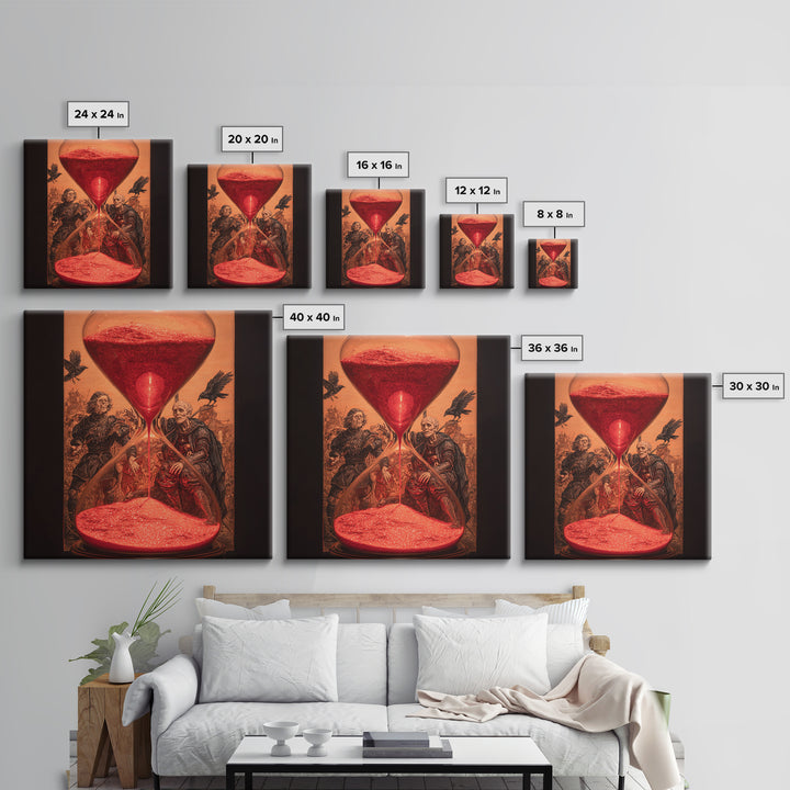 The Crimson Hourglass, Danse Macabre Art, Square Wall Art, Dark Fantasy Wall Art, Framed Canvas Print, Dark Fantasy Art