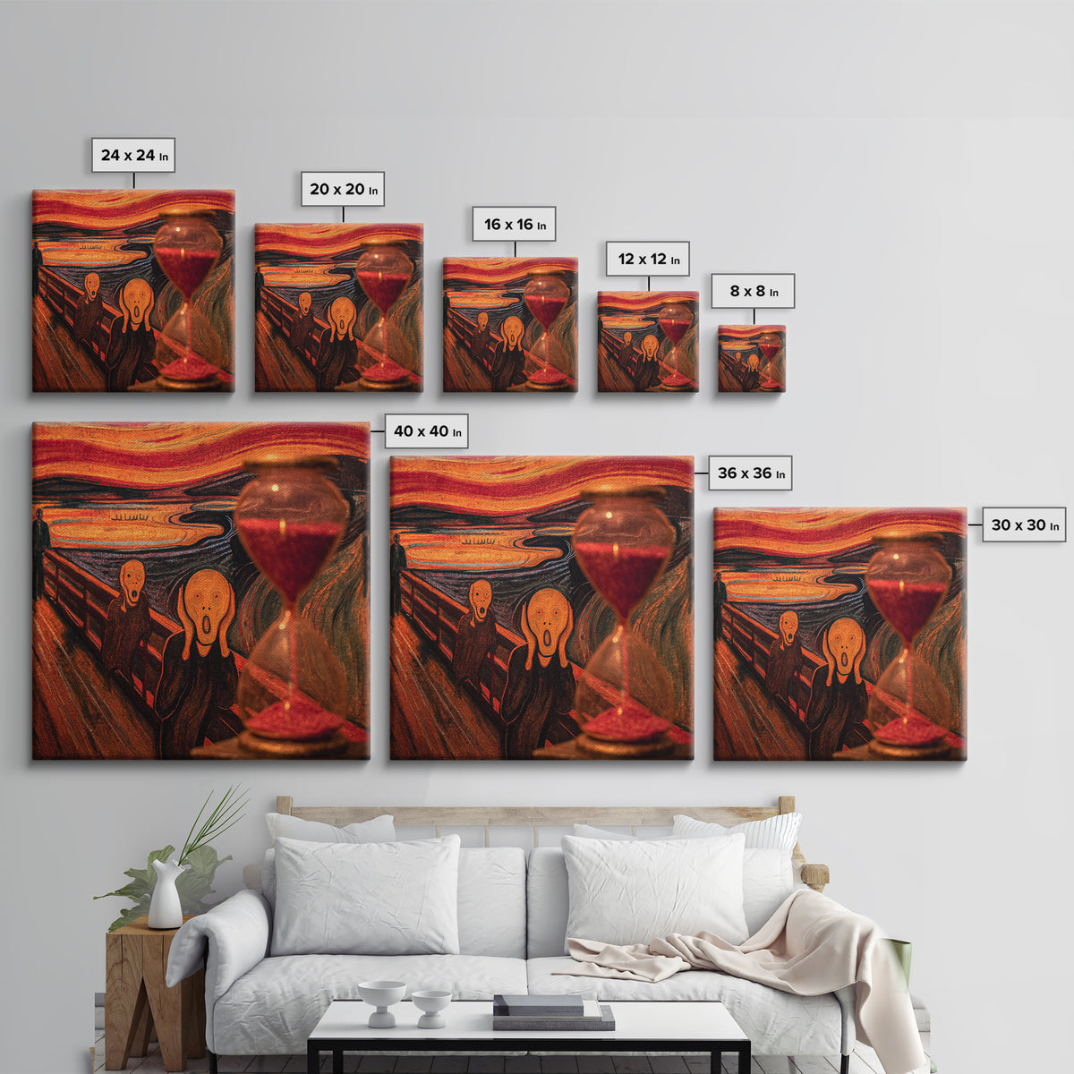 The Crimson Hourglass, Expressionist Gothic Art, Square Wall Art, Dark Halloween Decor, Canvas Print, Halloween Wall Art, Gothic Home Decor