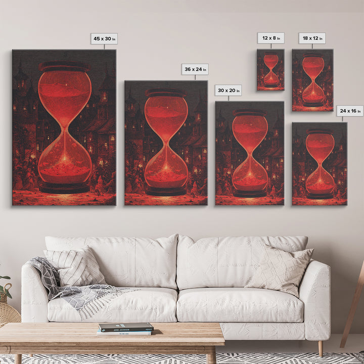 The Crimson Hourglass, Victorian Macabre Art, Vertical Wall Art, Dark Halloween Decor, Canvas Print, Halloween Wall Art