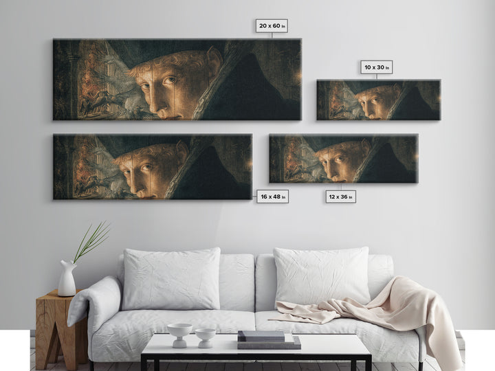 The Haunted Portrait, Medieval Grotesque Art, Extra Wide Wall Art, Dark Halloween Decor, Framed Canvas Print, Halloween Wall Art