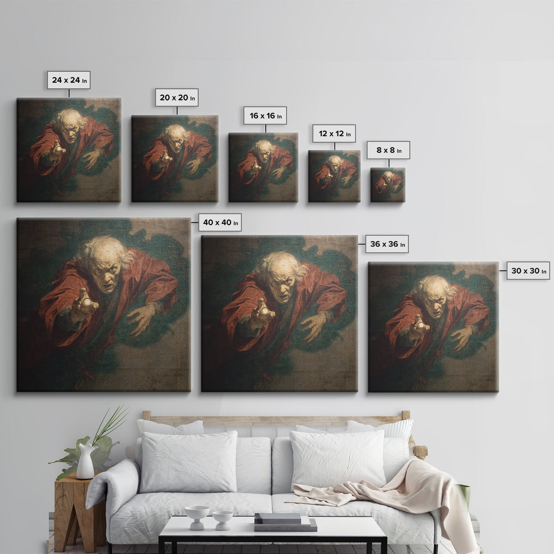 The Haunted Portrait, Dark Renaissance Art, Square Wall Art, Dark Fantasy Wall Art, Canvas Print, Halloween Wall Art