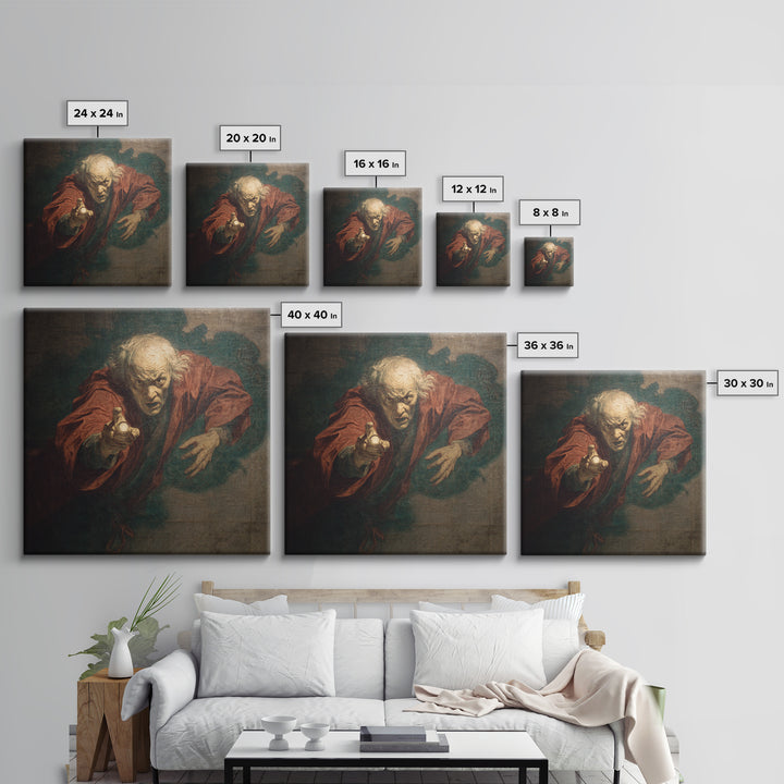 The Haunted Portrait, Dark Renaissance Art, Square Wall Art, Dark Fantasy Wall Art, Canvas Print, Halloween Wall Art