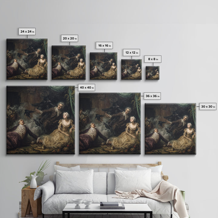 The Haunted Portrait, Gothic Nightmare Art, Square Wall Art, Dark Fantasy Wall Art, Framed Canvas Print, Halloween Wall Art