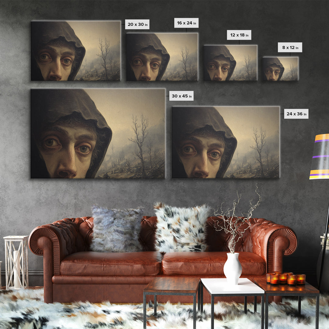 The Haunted Portrait, Romantic Gothic Landscape, Landscape Wall Art, Dark Fantasy Wall Art, Canvas Print, Halloween Wall Art