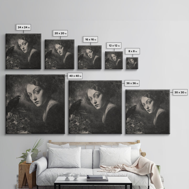 The Haunted Portrait, Symbolist Dream Art, Square Wall Art, Gothic Horror Wall Art, Framed Canvas Print, Halloween Wall Art