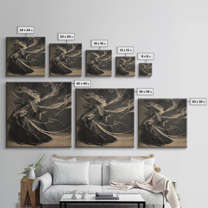 The Haunted Portrait, Decadent Gothic Art, Square Wall Art, Dark Halloween Decor, Framed Canvas Print, Halloween Wall Art