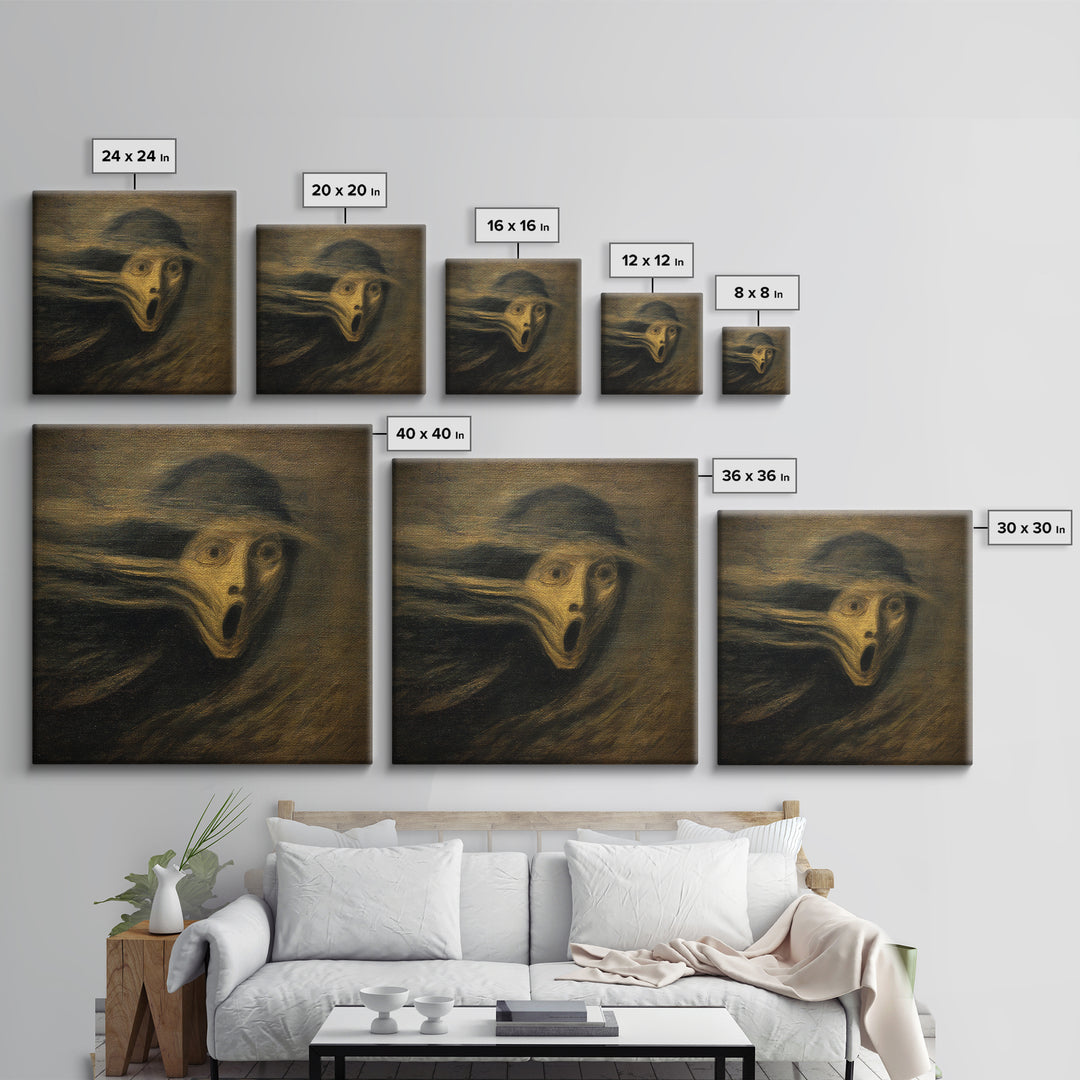 The Haunted Portrait, Expressionist Gothic Art, Square Wall Art, Gothic Horror Wall Art, Framed Canvas Print, Halloween Wall Art