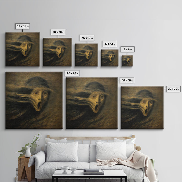 The Haunted Portrait, Expressionist Gothic Art, Square Wall Art, Gothic Horror Wall Art, Framed Canvas Print, Halloween Wall Art