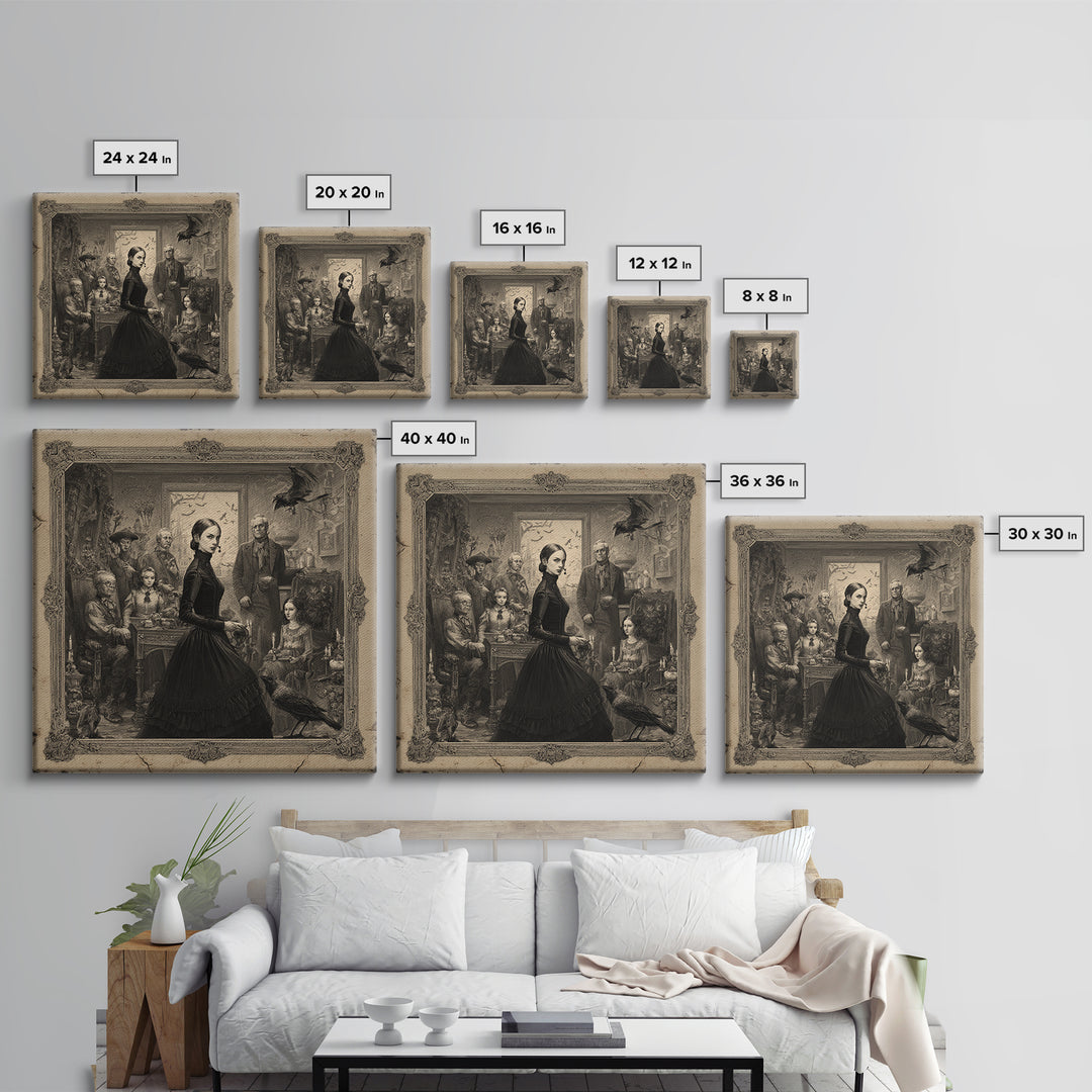 The Haunted Portrait, Victorian Macabre Art, Square Wall Art, Dark Fantasy Wall Art, Canvas Print, Halloween Wall Art, Horror Wall Art