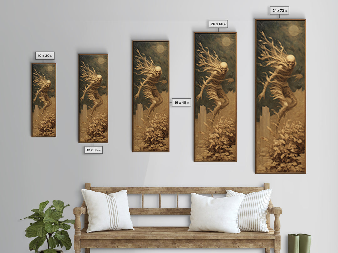 The Haunted Portrait, Surreal Apocalyptic Art, Tall Narrow Wall Art, Dark Halloween Decor, Framed Canvas Print, Halloween Wall Art